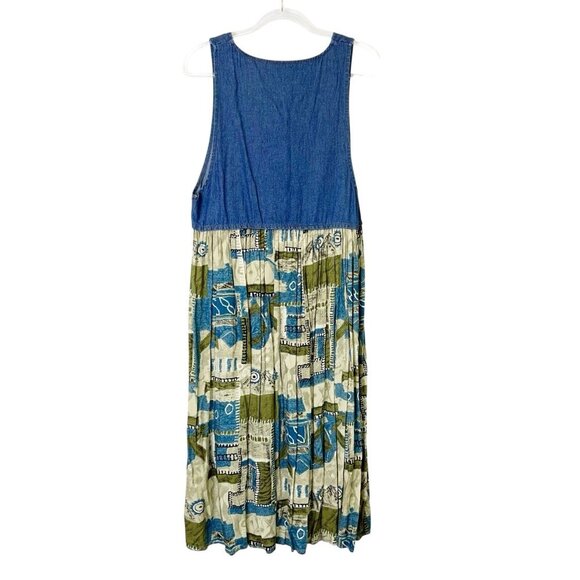 Vintage Western Denim Jumper Dress Women’s Size Large Midi Country Prairie - Picture 2 of 8